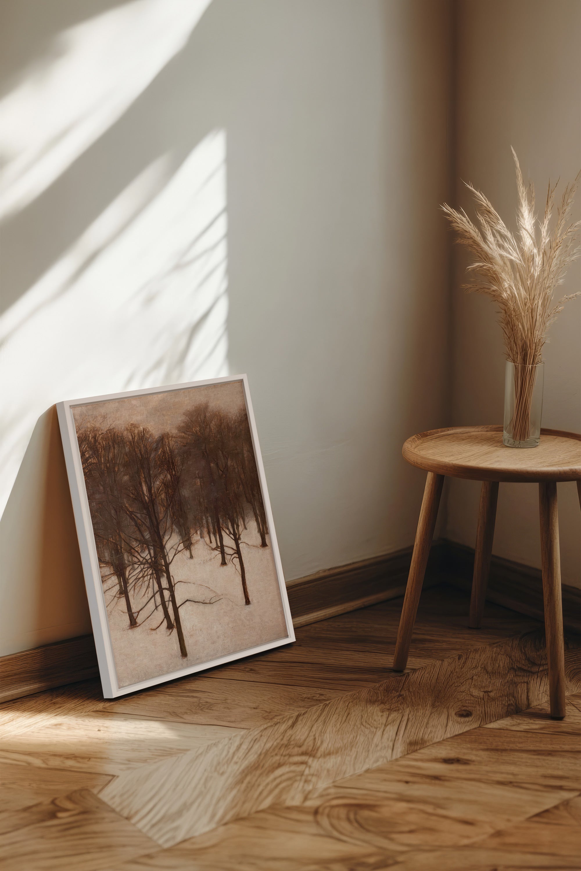 FORÊT DE GIVRE, Oeuvre sur toile étirée, encadré Blanc