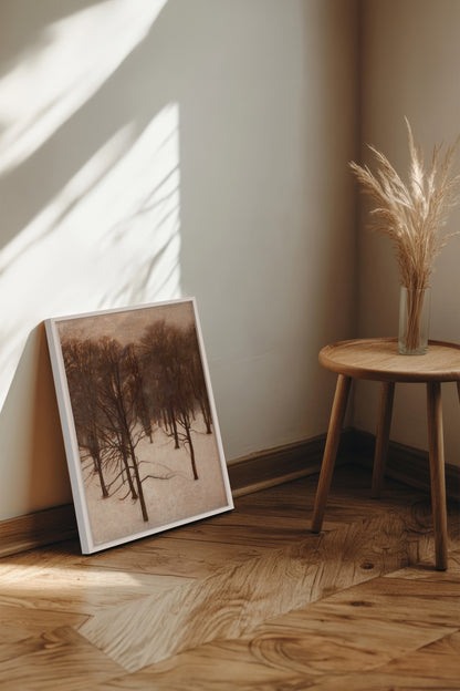 FORÊT DE GIVRE, Oeuvre sur toile étirée, encadré Blanc