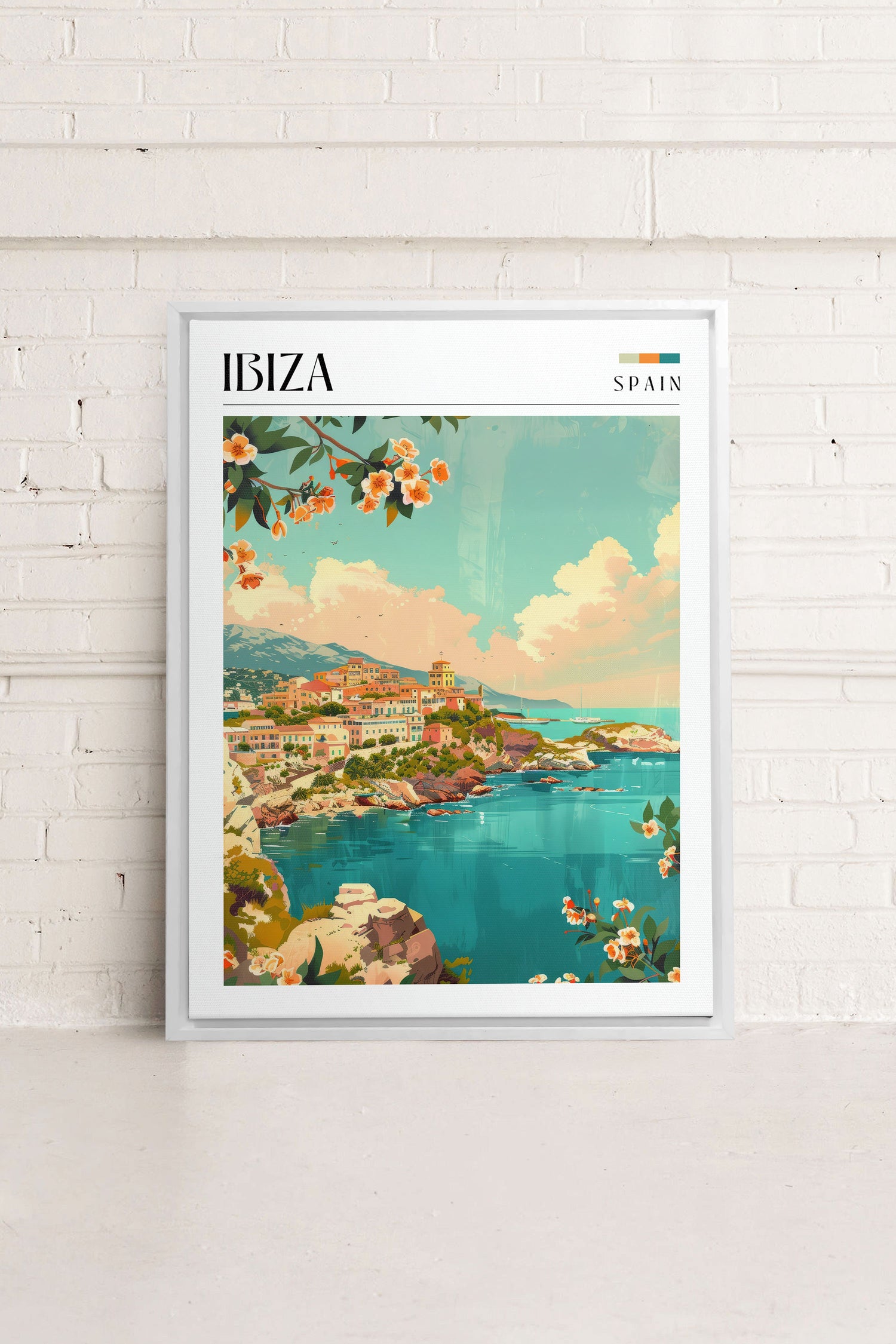 OLEKA CANVAS - Ibiza, Oeuvre sur toile étirée, encadré Blanc