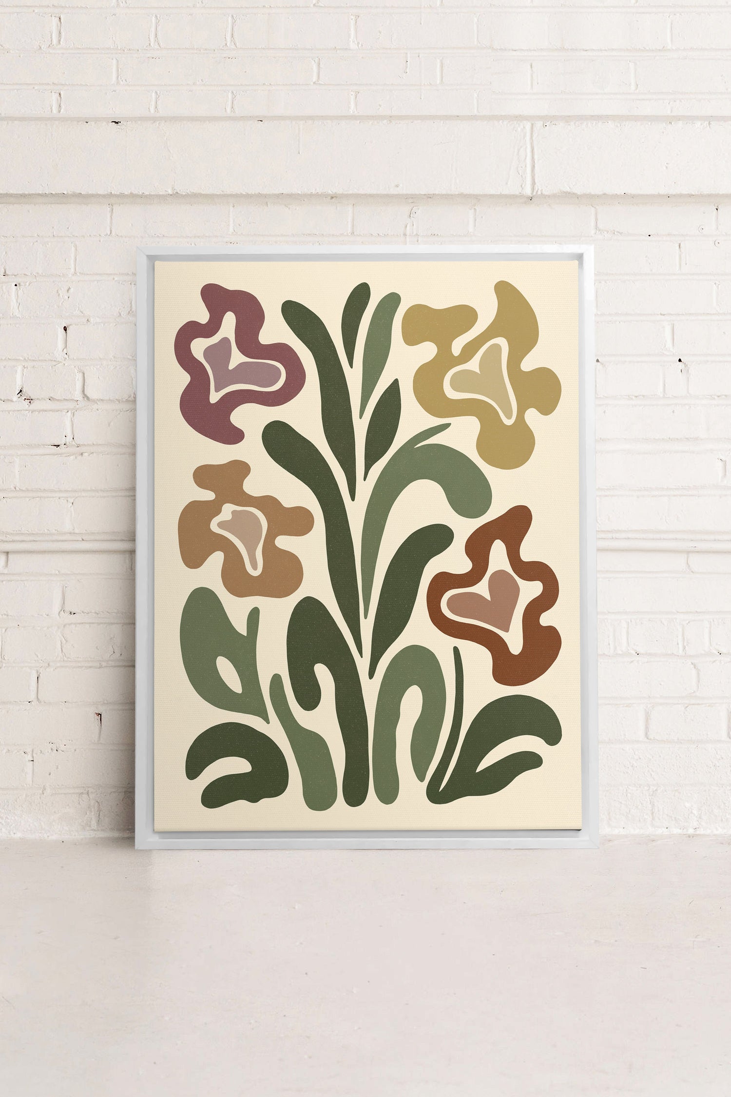 OLEKA CANVAS - TRIPPY BOTANICALS, Oeuvre sur toile étirée, encadré Blanc