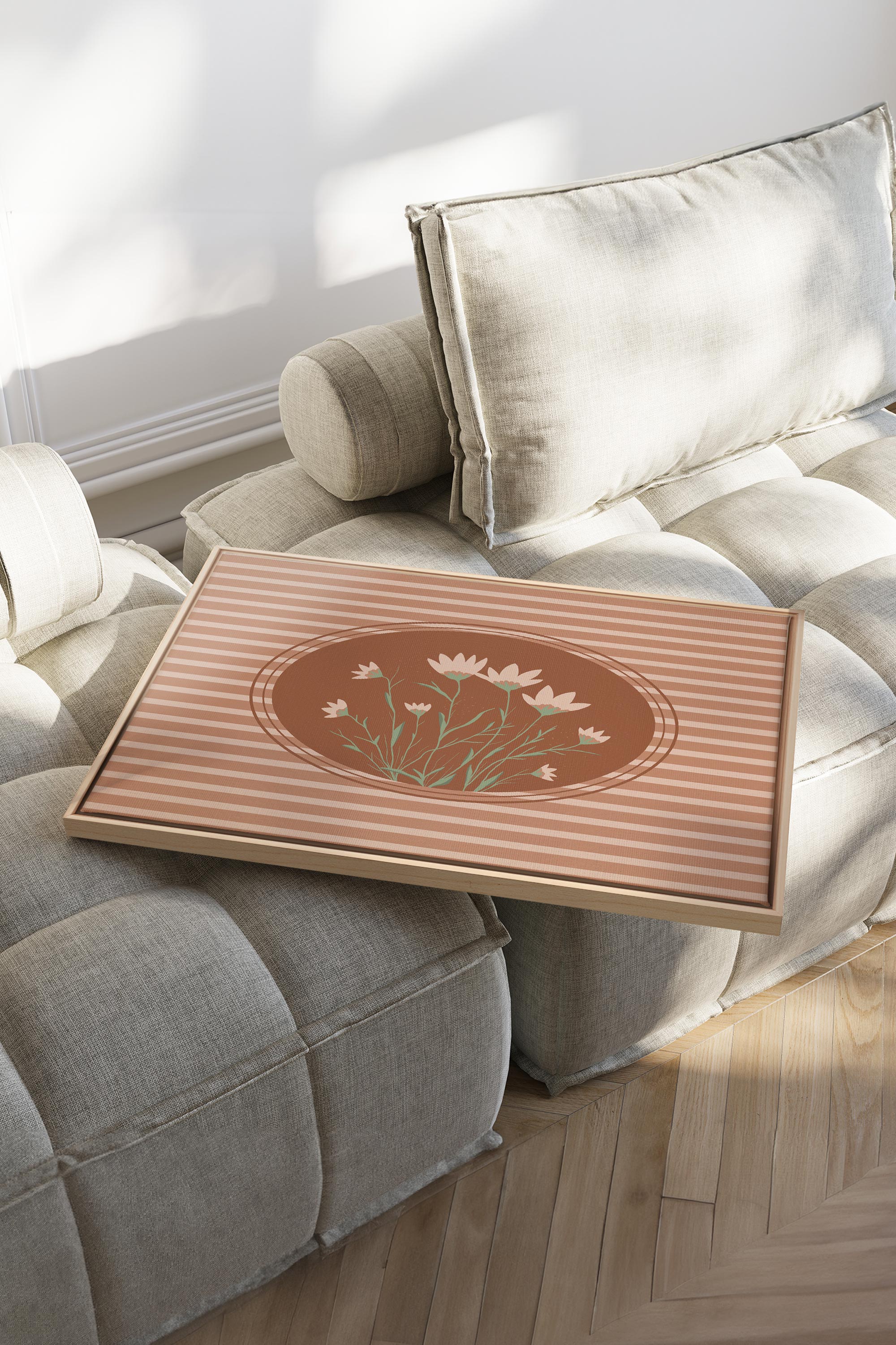 OLEKA CANVAS - CINNAMON FIELDS, Oeuvre sur toile étirée, encadré Naturel Clair