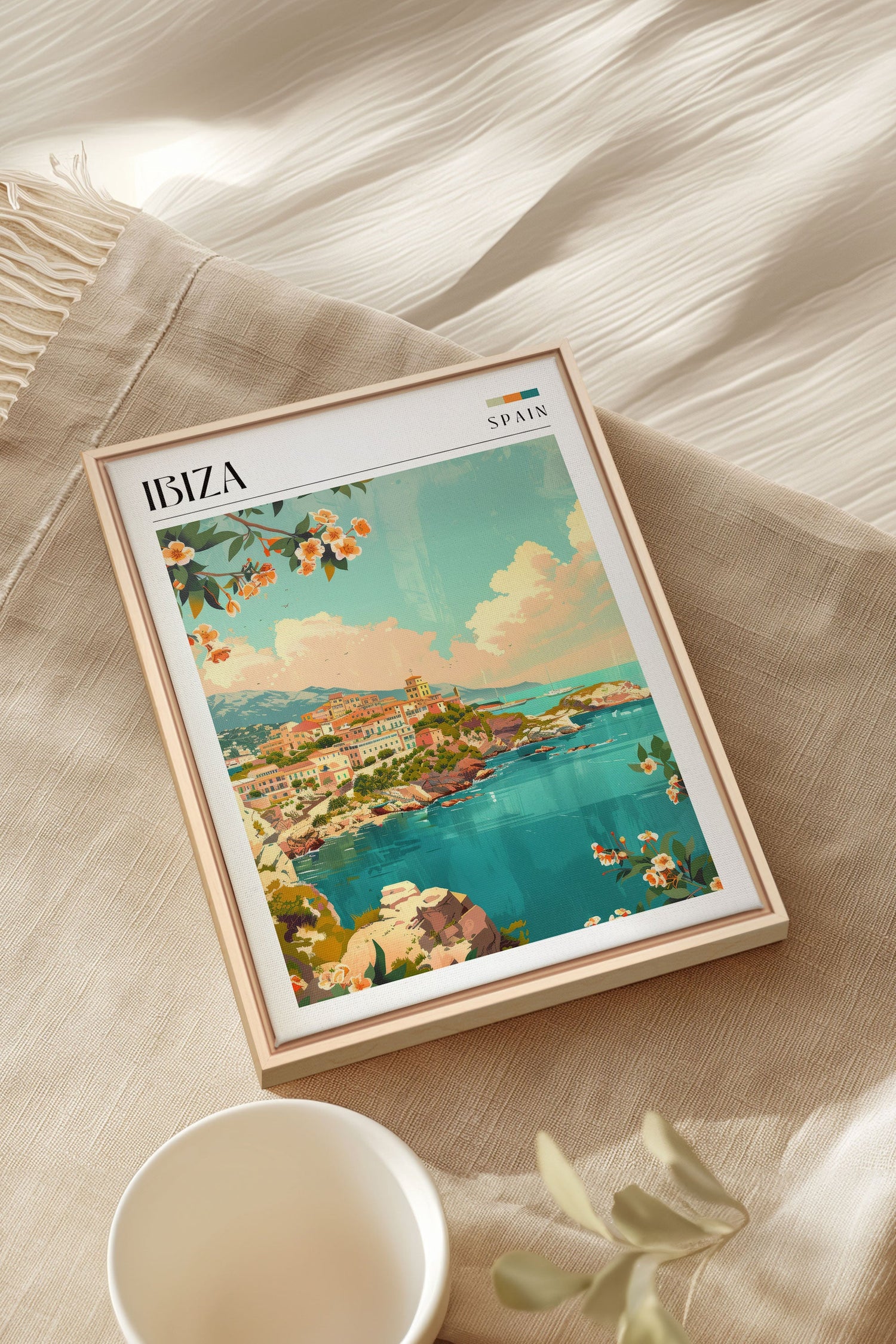 OLEKA CANVAS - Ibiza, Oeuvre sur toile étirée, encadré Naturel Clair