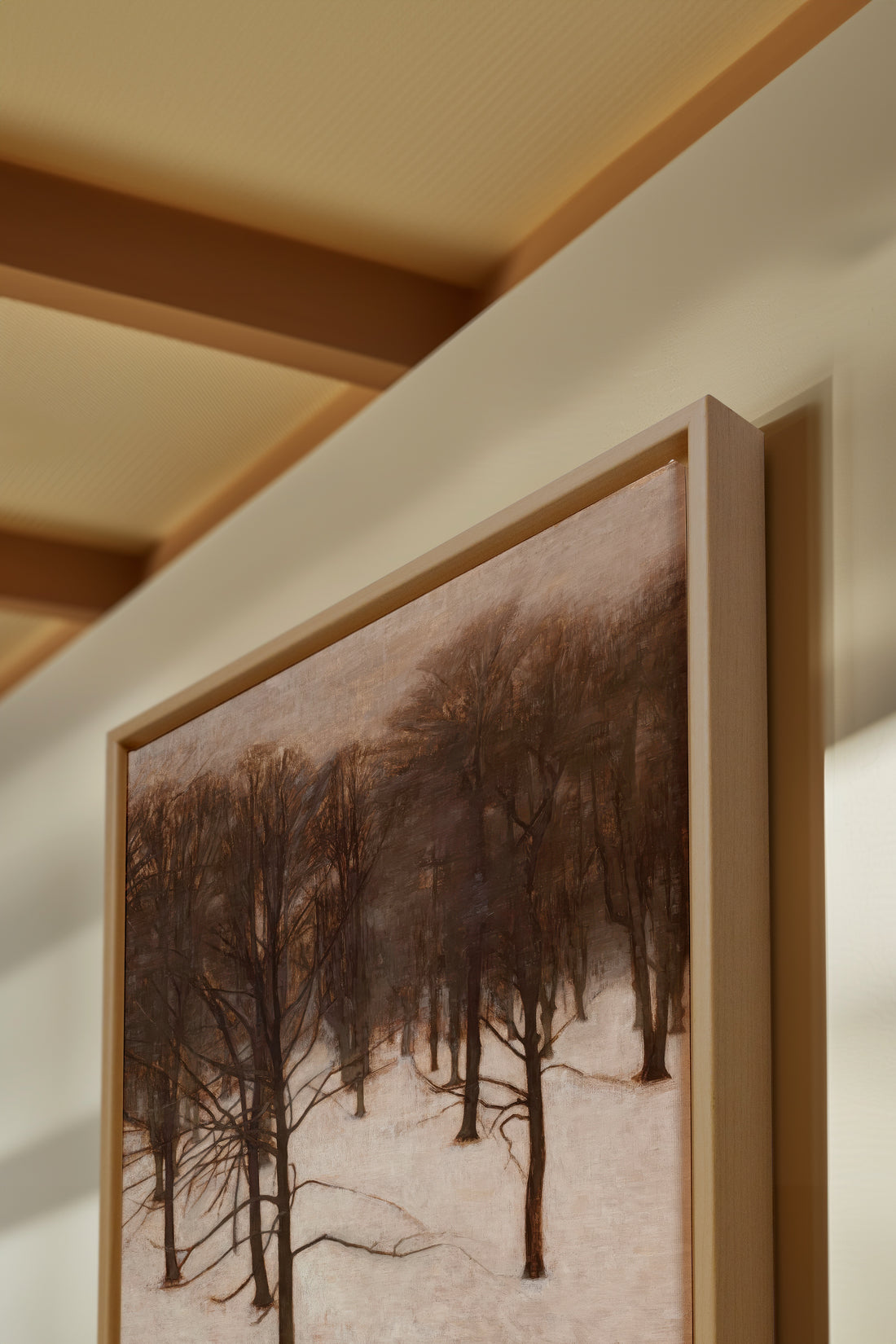 FORÊT DE GIVRE, Oeuvre sur toile étirée, encadré Naturel Clair