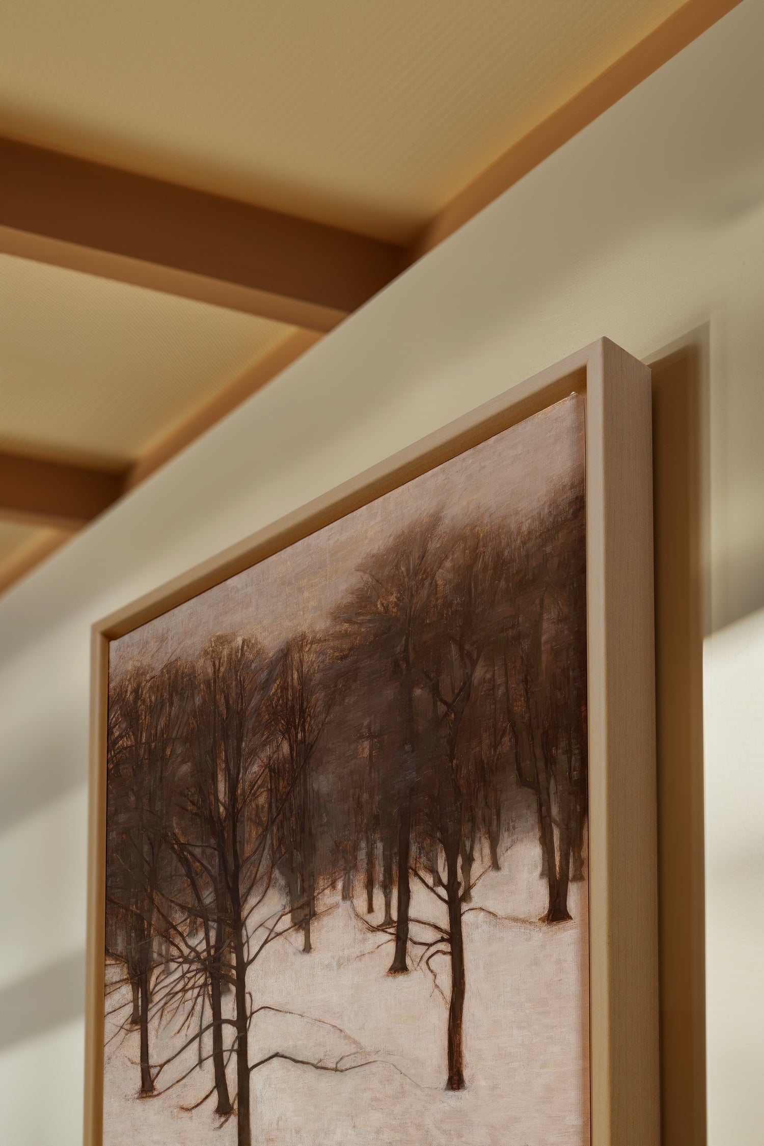 FORÊT DE GIVRE, Oeuvre sur toile étirée, encadré Naturel Clair