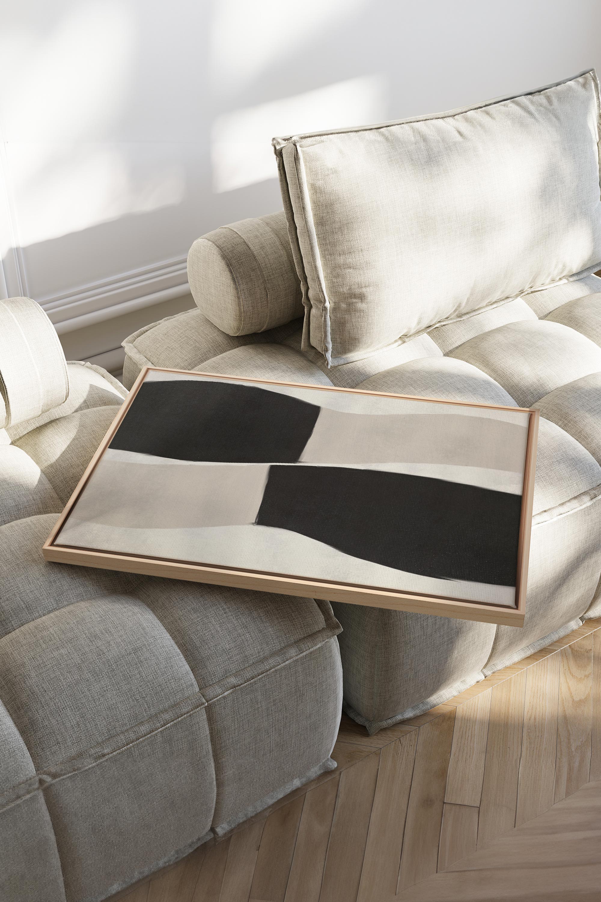 OLEKA CANVAS - MIRROR, Oeuvre sur toile étirée, encadré Naturel Clair