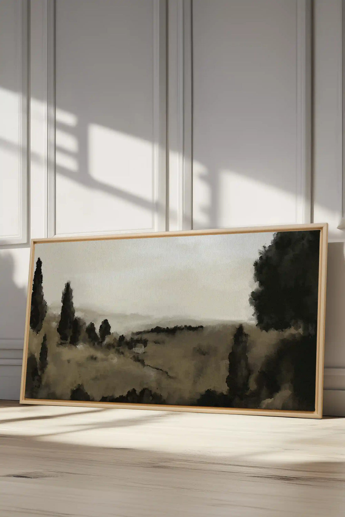 LES COLLINES SILENCIEUSES, Oeuvre sur toile étirée, encadré Naturel Clair