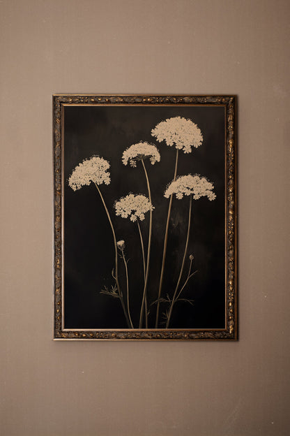FLEURS DE MINUIT, Oeuvre sur toile rigide, encadré Vintage Bronze