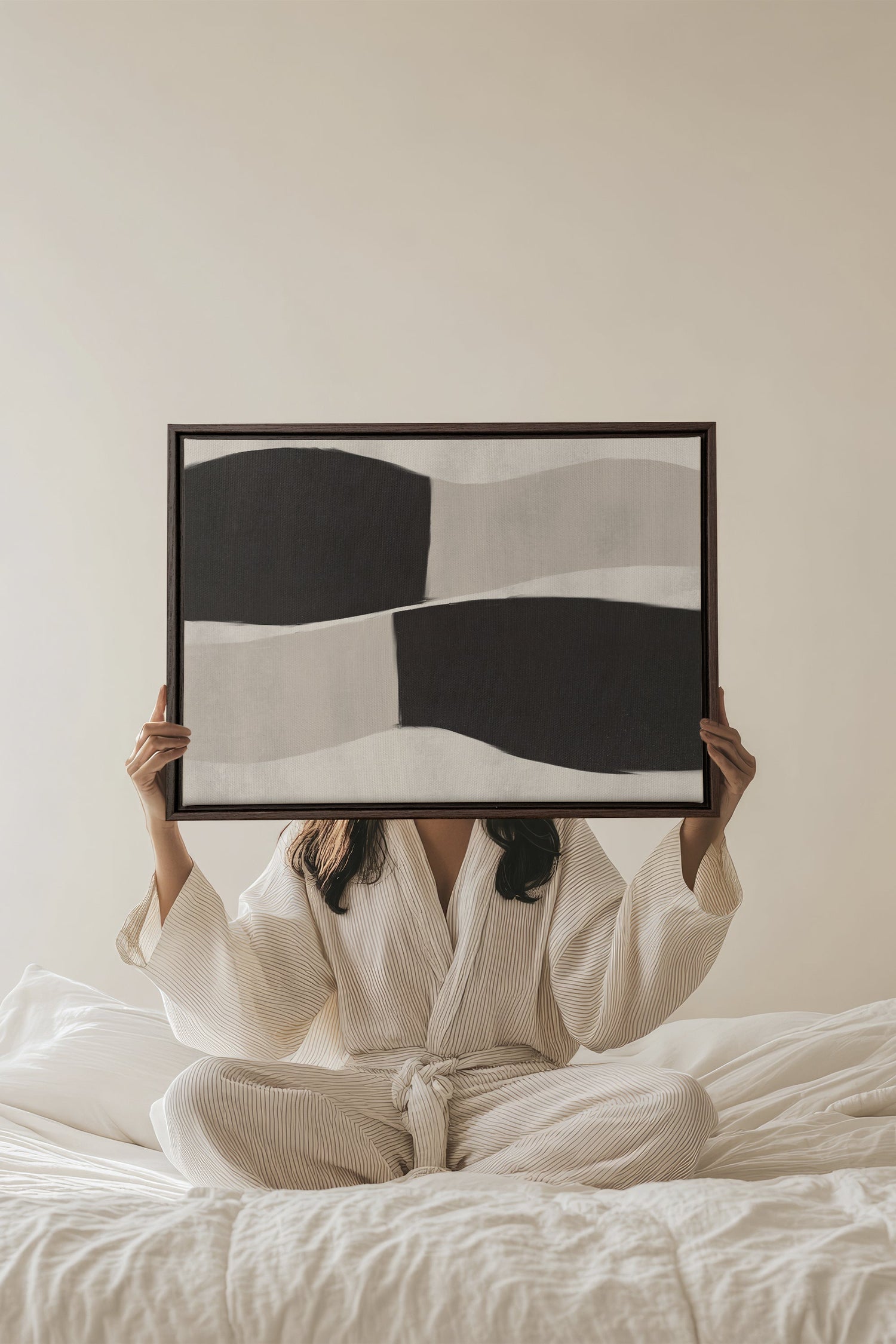 OLEKA CANVAS - MIRROR, Oeuvre sur toile étirée, encadré Brun Noyer