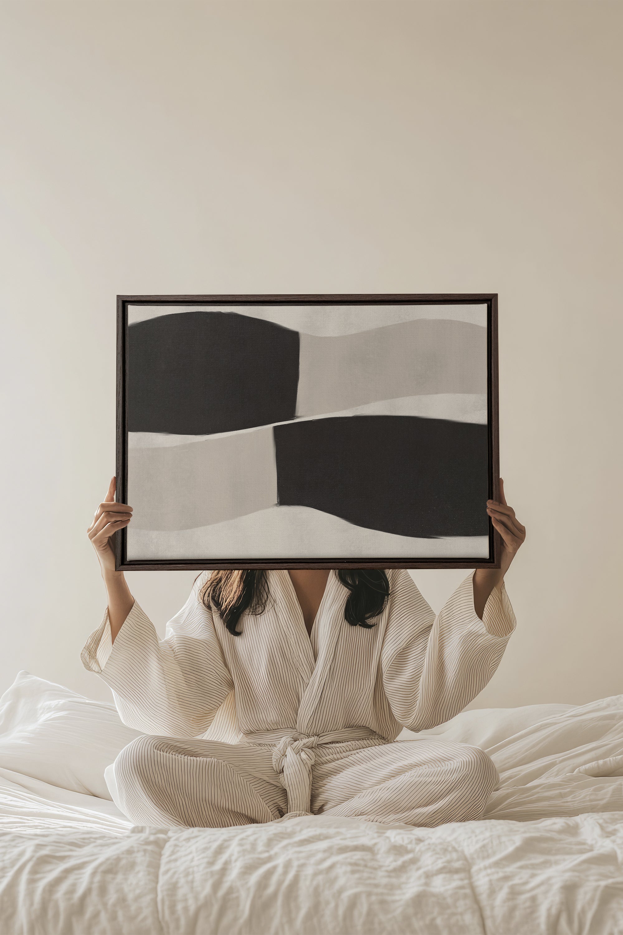 OLEKA CANVAS - MIRROR, Oeuvre sur toile étirée, encadré Brun Noyer