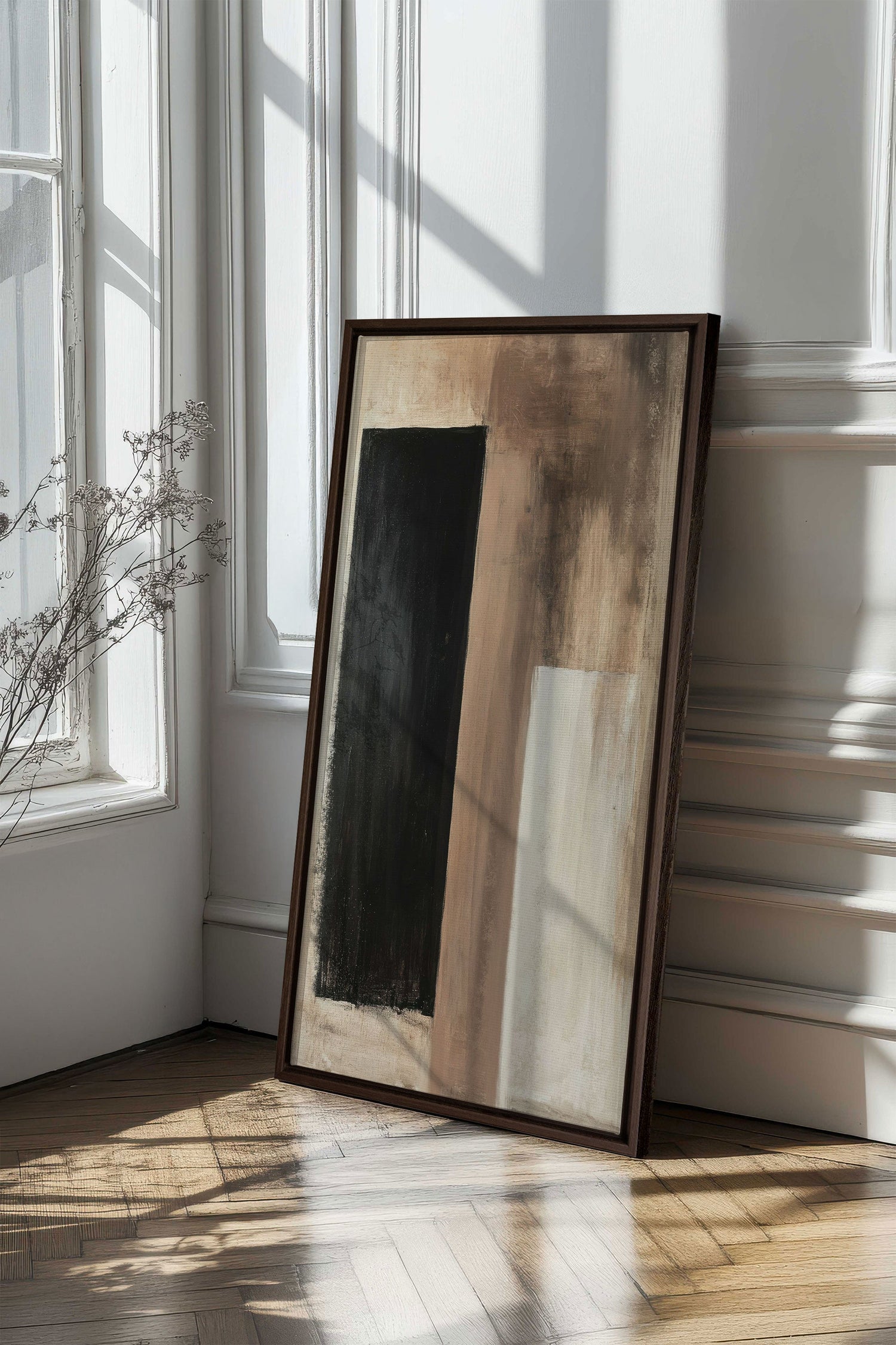 OLEKA CANVAS - FADED STRUCTURES, Oeuvre sur toile étirée, encadré Brun Noyer