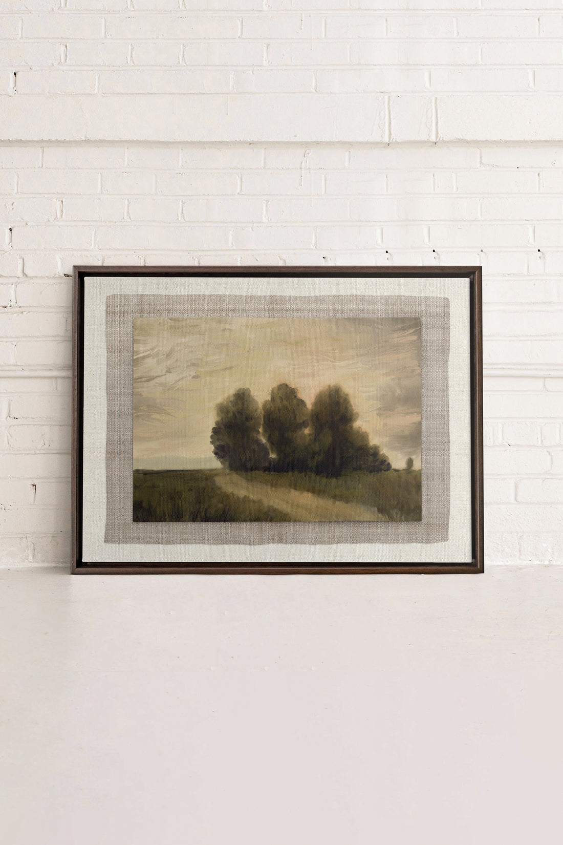 VALLEY LANDSCAPE, Artwork on stretched canvas, framed in Walnut Brown