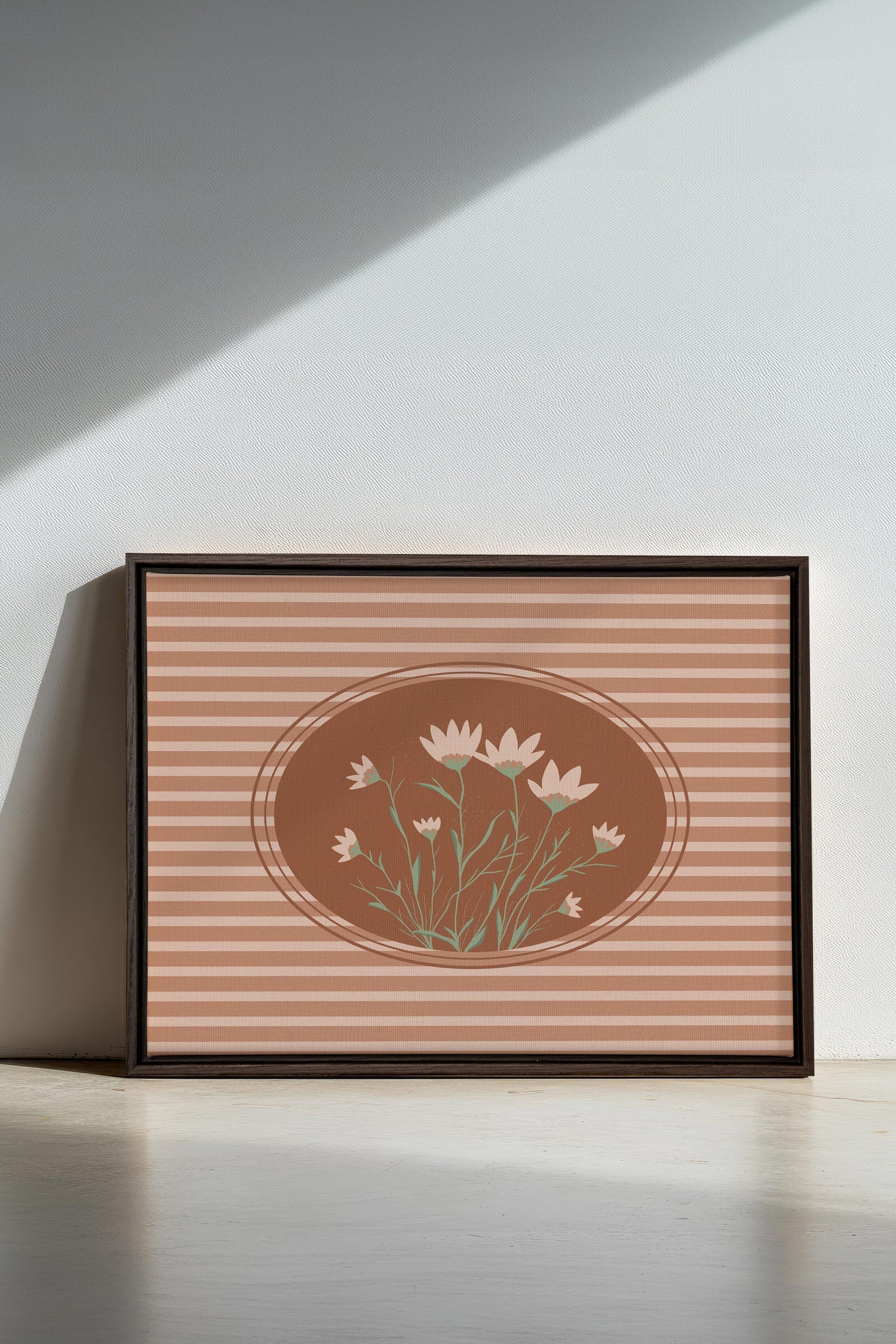 OLEKA CANVAS - CINNAMON FIELDS, Oeuvre sur toile étirée, encadré Brun Noyer