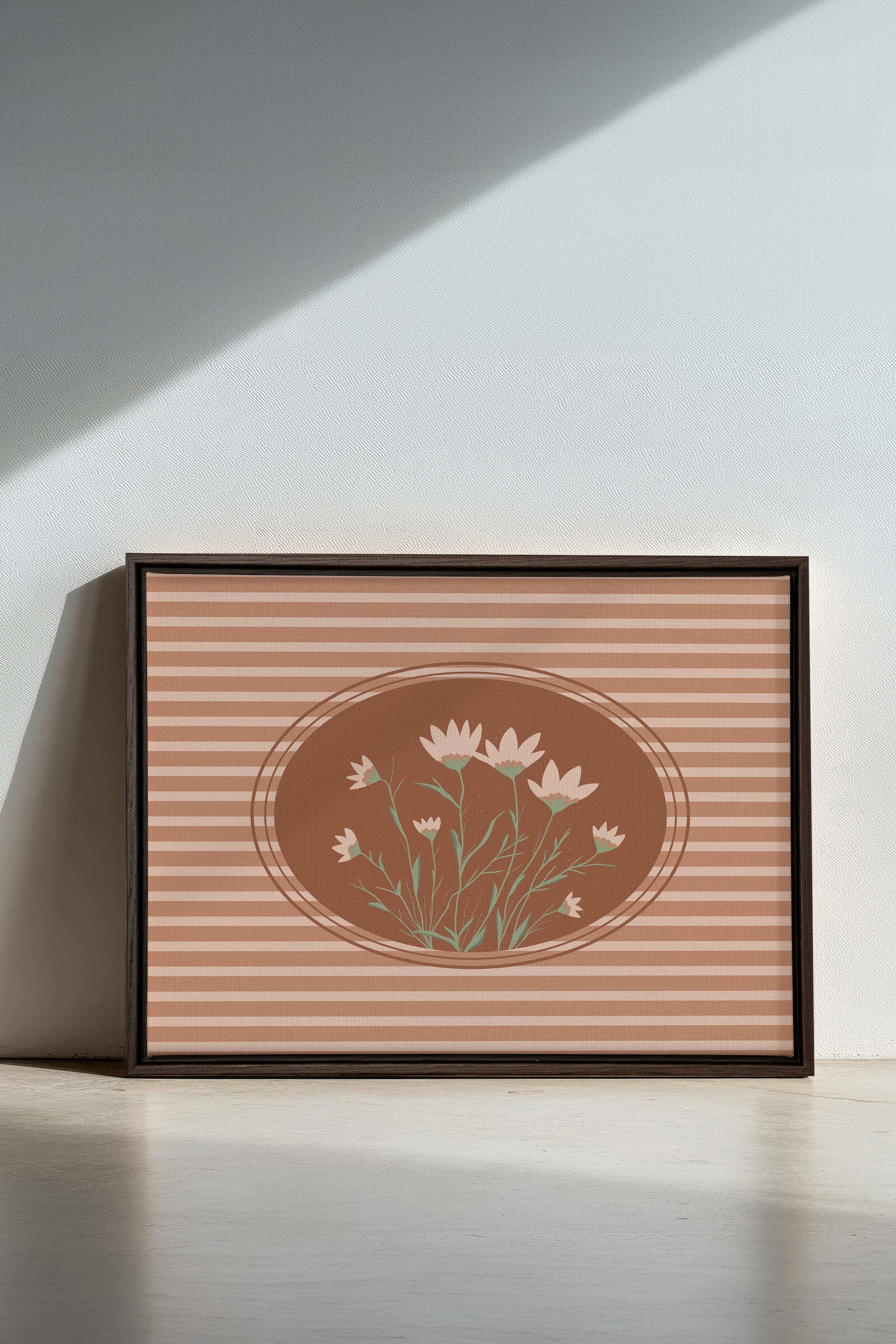 OLEKA CANVAS - CINNAMON FIELDS, Oeuvre sur toile étirée, encadré Brun Noyer