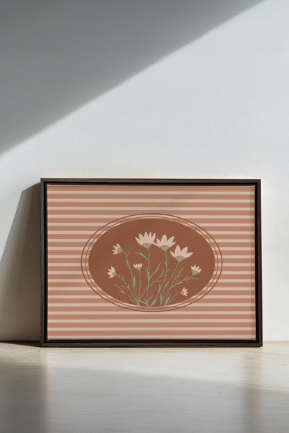 OLEKA CANVAS - CINNAMON FIELDS, Oeuvre sur toile étirée, encadré Brun Noyer