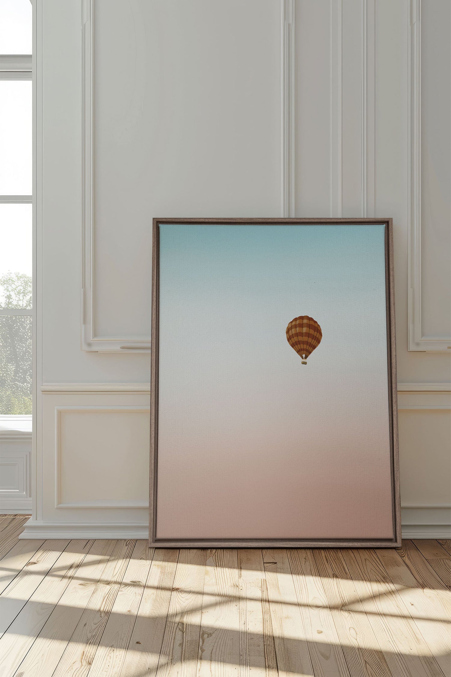 OLEKA CANVAS - MONTGOLFIÈRE, Oeuvre sur toile étirée, encadré Brun Chêne