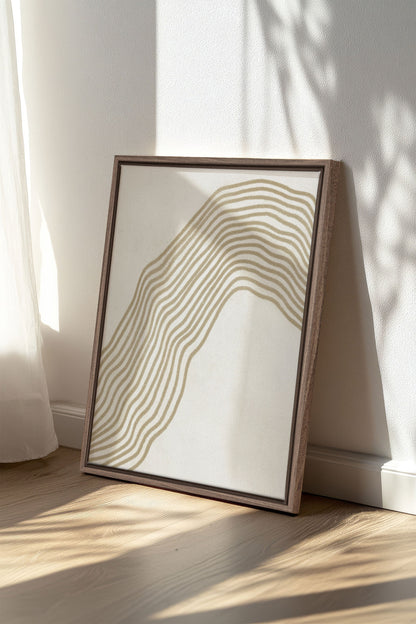 OLEKA CANVAS - SANDLINES, Oeuvre sur toile étirée, encadré Brun Chêne