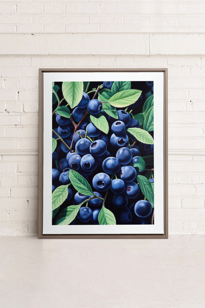 OLEKA CANVAS - BLUEBERRY BLISS, Oeuvre sur toile étirée, encadré Brun Chêne