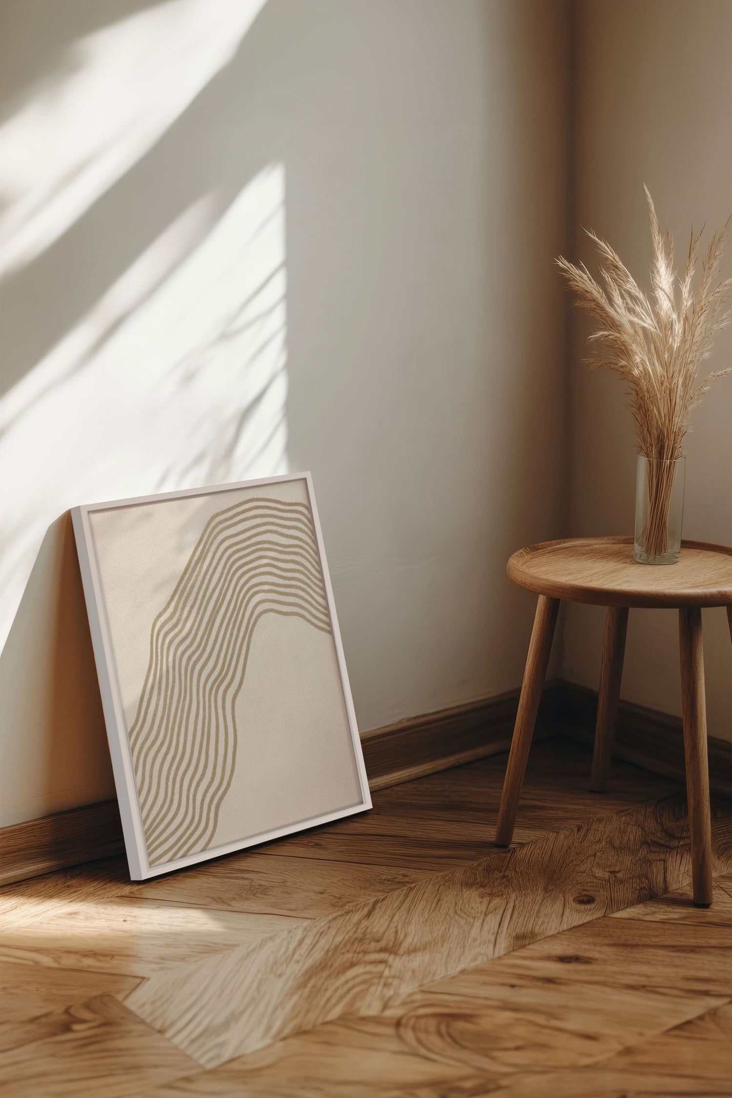 OLEKA CANVAS - SANDLINES, Oeuvre sur toile étirée, encadré Blanc