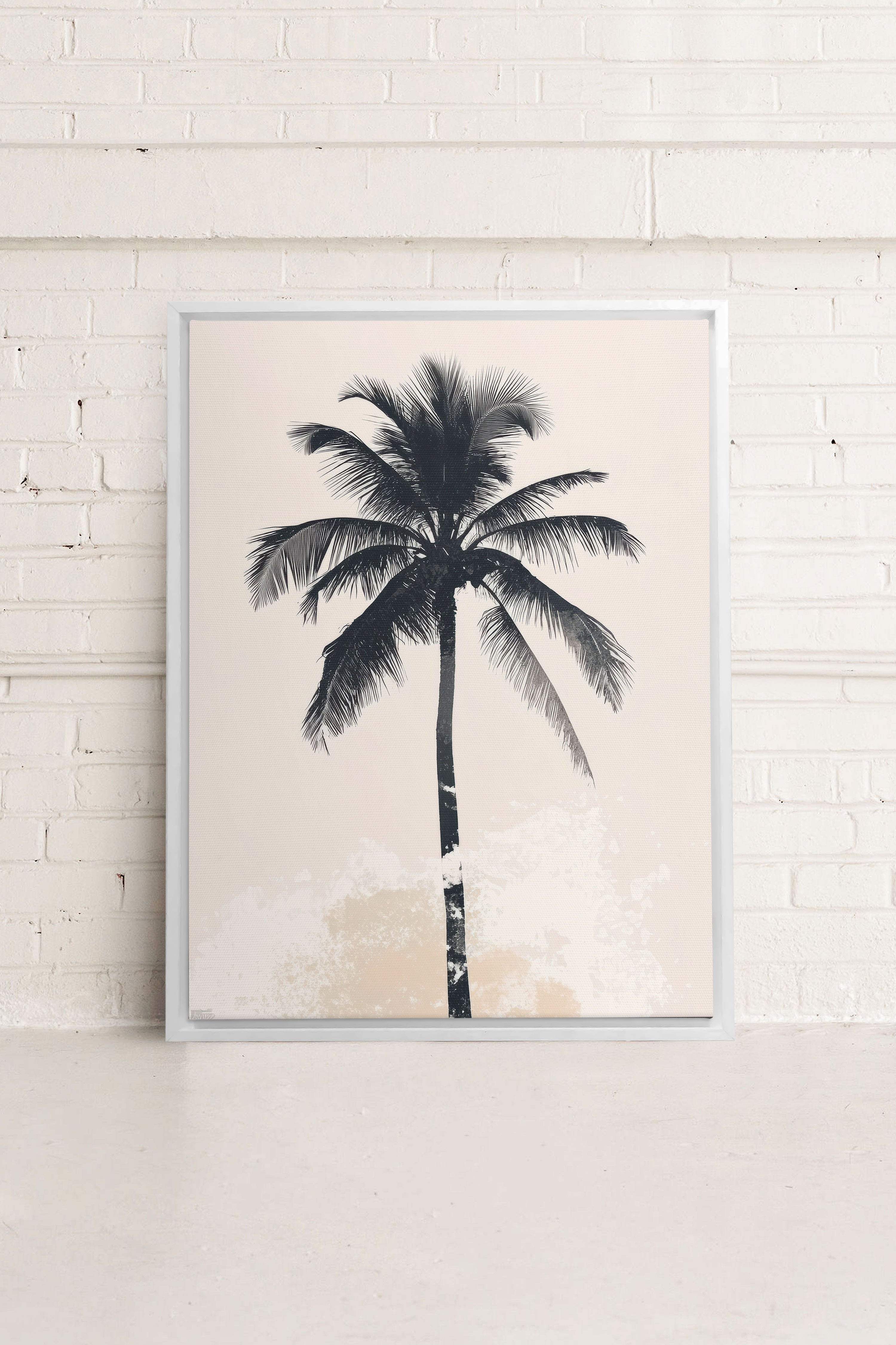 OLEKA CANVAS - PALM BLISS, Oeuvre sur toile étirée, encadré Blanc
