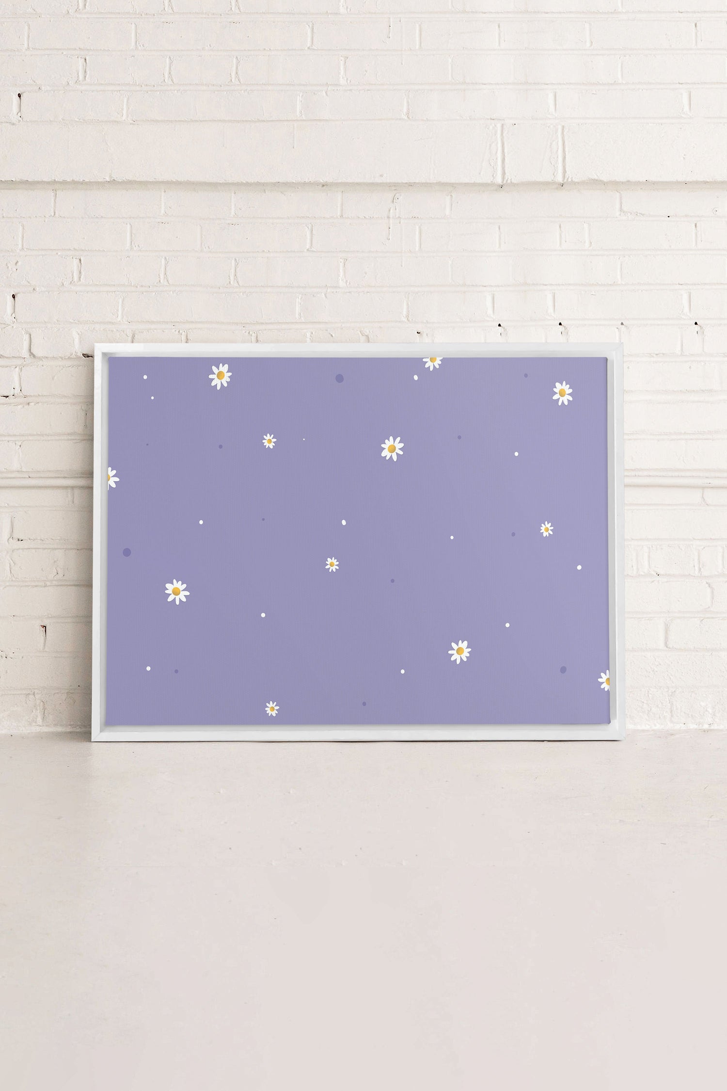 OLEKA CANVAS - FLEURS DE LUNE, Oeuvre sur toile étirée, encadré Blanc