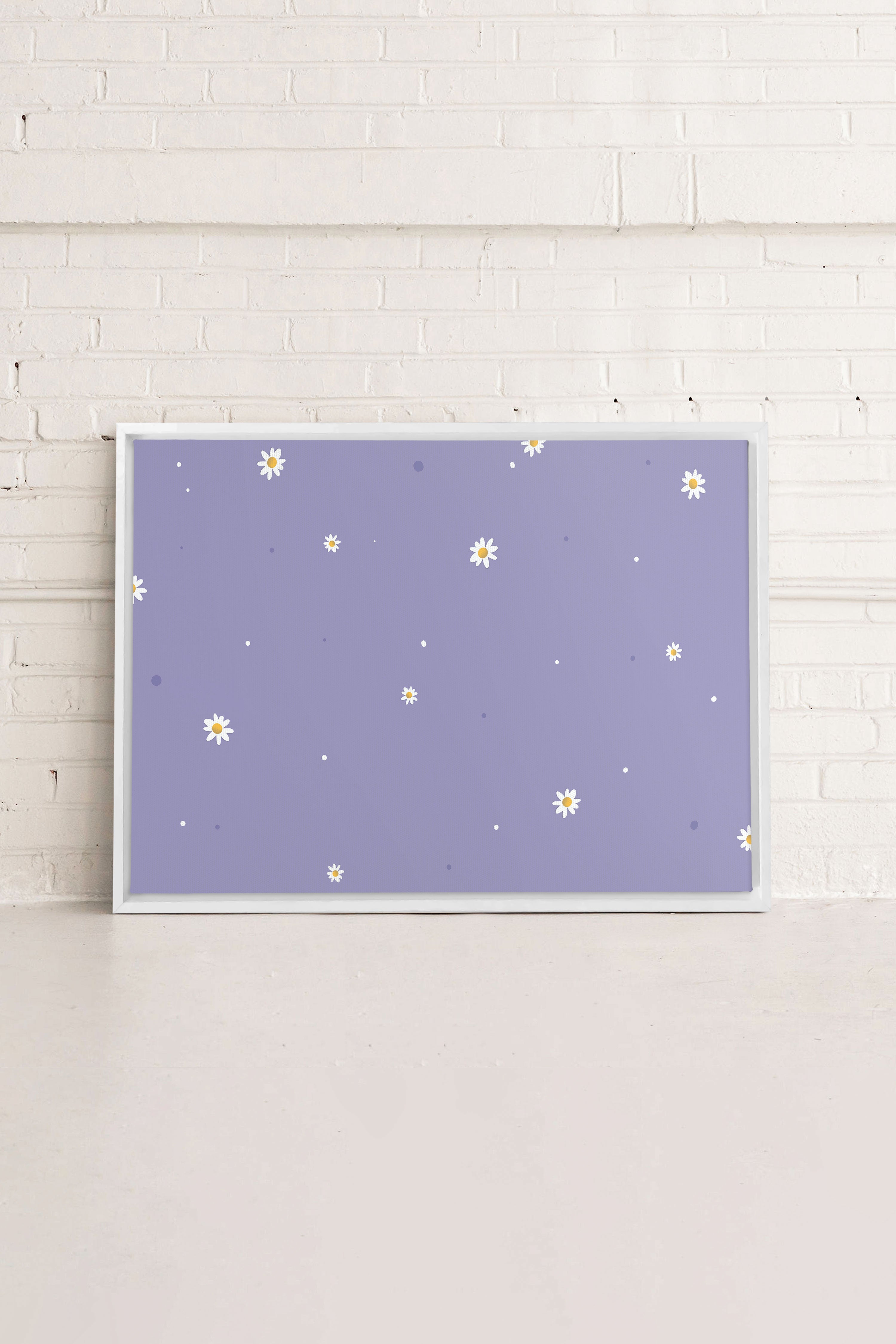 OLEKA CANVAS - FLEURS DE LUNE, Oeuvre sur toile étirée, encadré Blanc