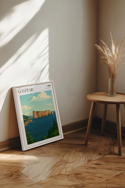 OLEKA CANVAS - GASPÉSIE, Oeuvre sur toile étirée, encadré Blanc