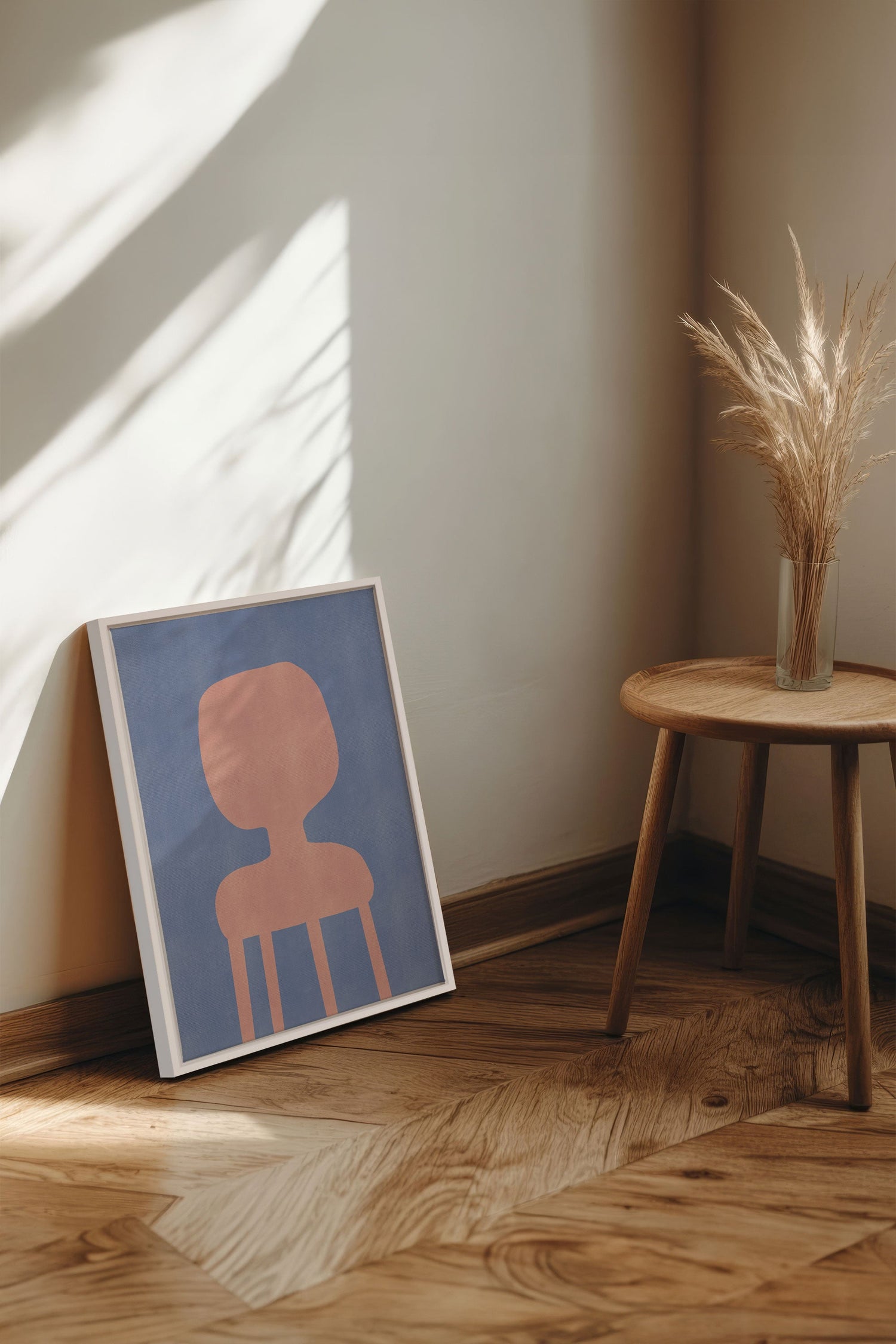 OLEKA CANVAS - THE PINK CHAIR, Oeuvre sur toile étirée, encadré Blanc