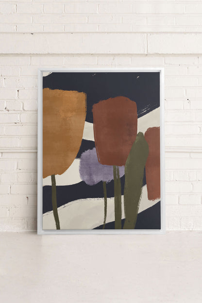 OLEKA CANVAS - FLORAISONS, Oeuvre sur toile étirée, encadré Blanc