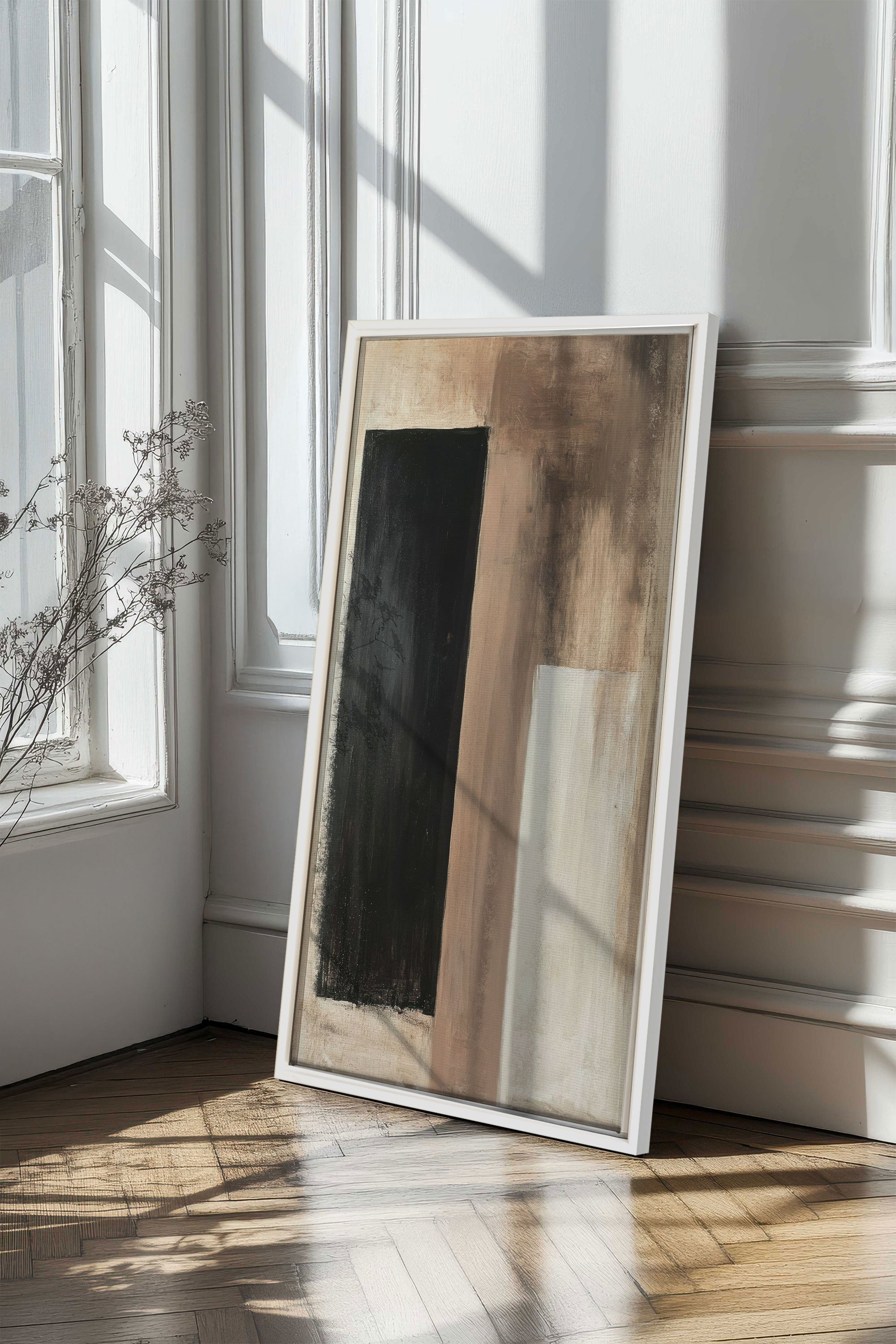 OLEKA CANVAS - FADED STRUCTURES, Oeuvre sur toile étirée, encadré Blanc