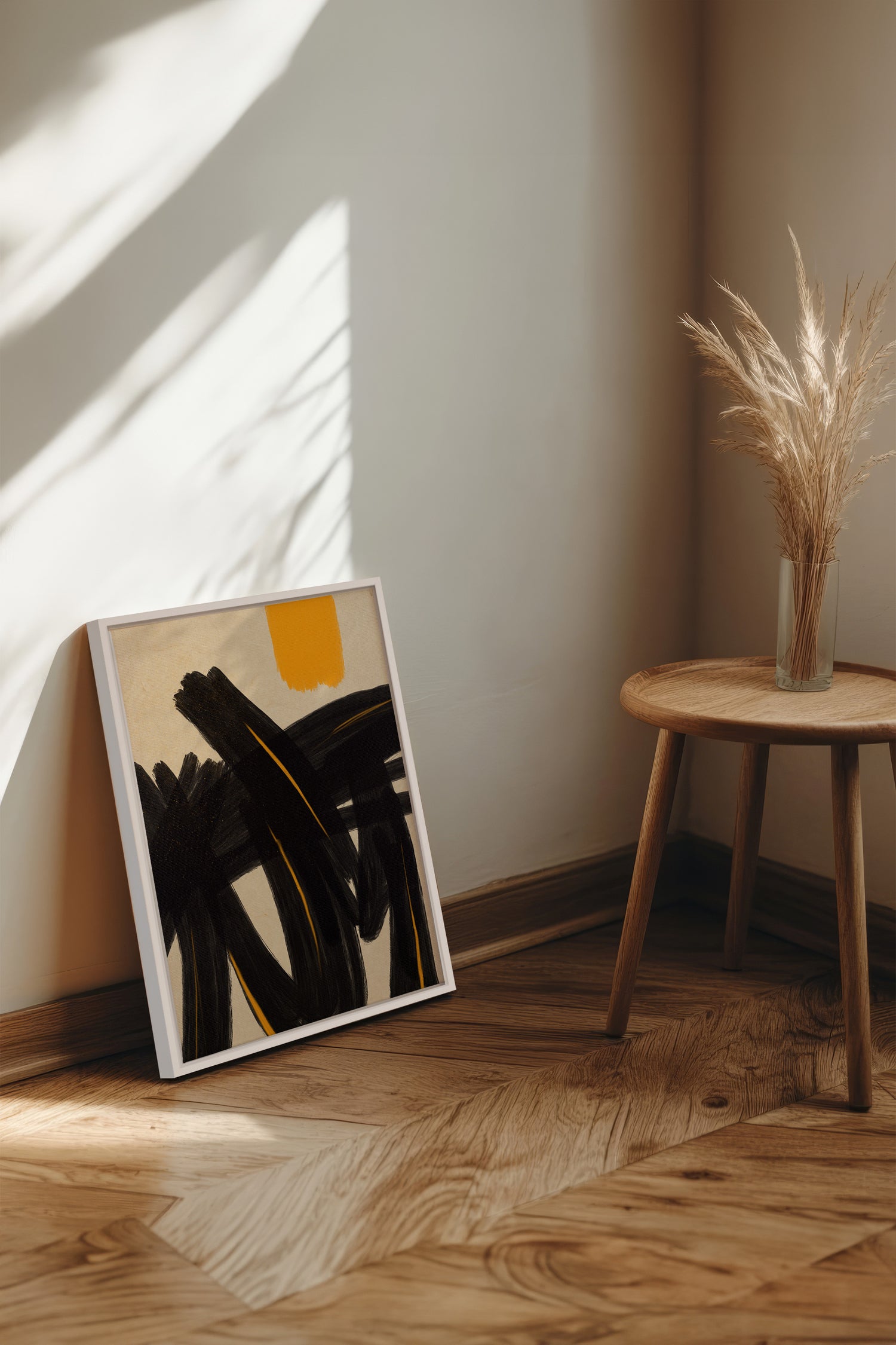 SOLAR MOTION, Artwork on stretched canvas, framed in white