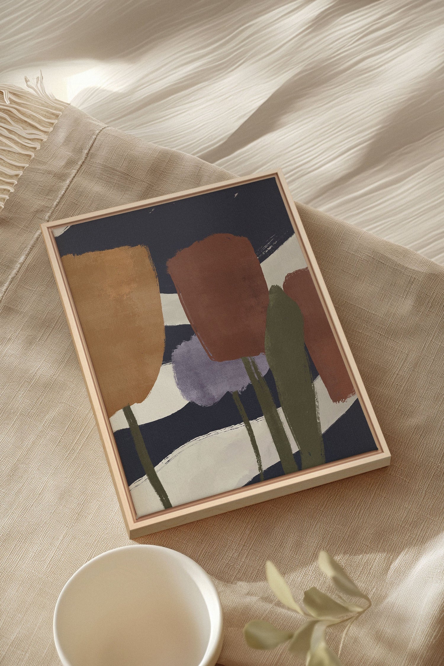 OLEKA CANVAS - FLORAISONS, Oeuvre sur toile étirée, encadré Naturel Clair