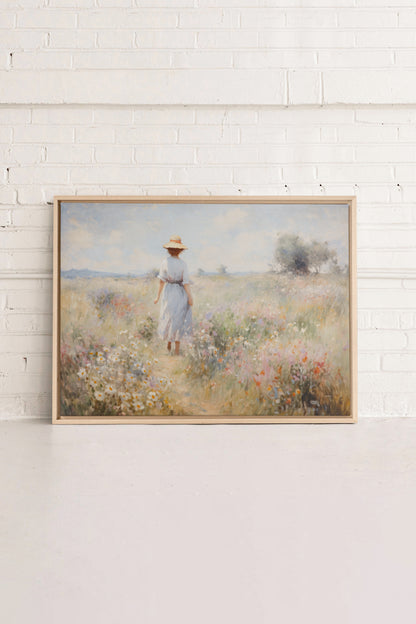 Pastel Meadows, Oeuvre sur toile étirée, encadré Naturel Clair