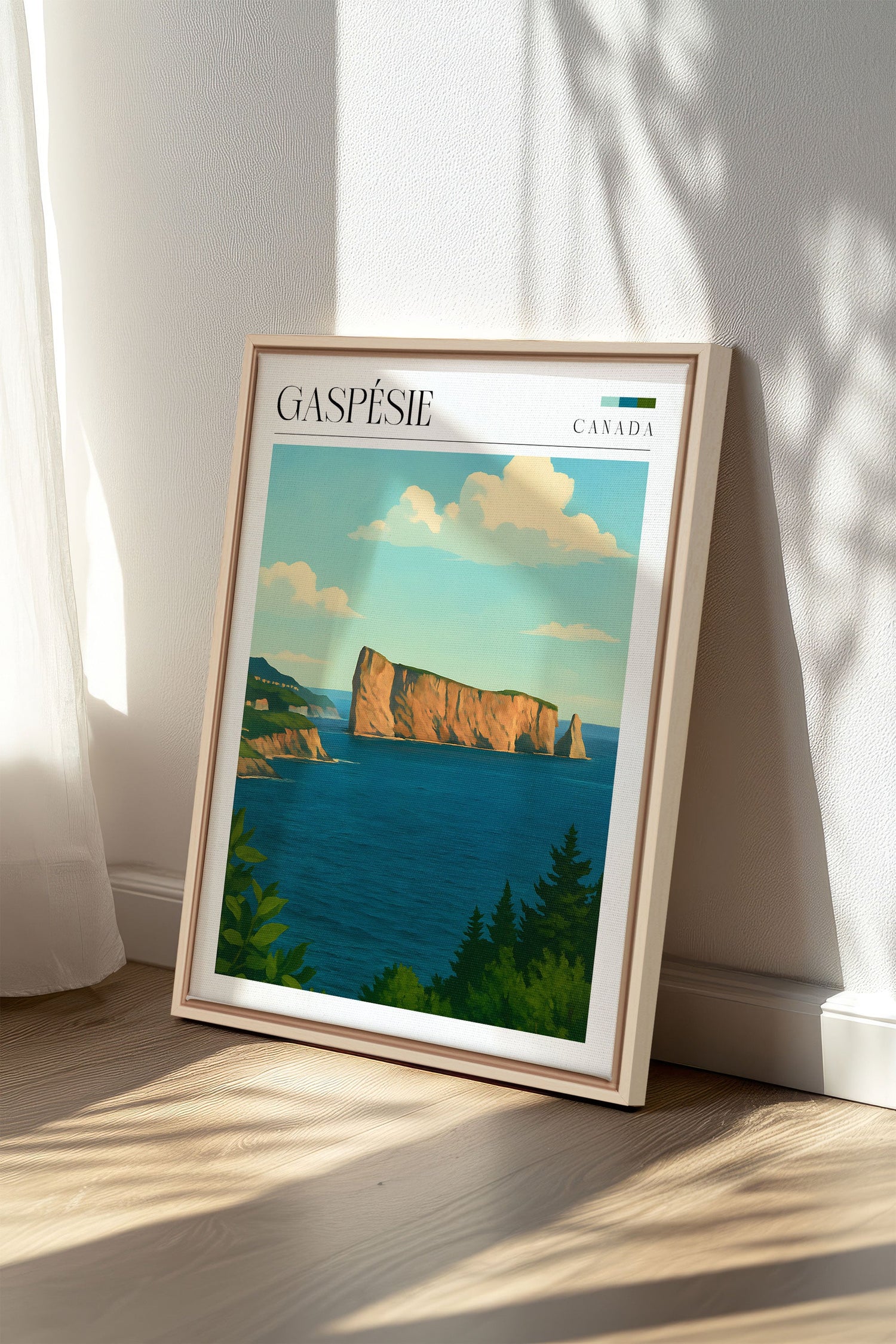 OLEKA CANVAS - GASPÉSIE, Oeuvre sur toile étirée, encadré Naturel Clair