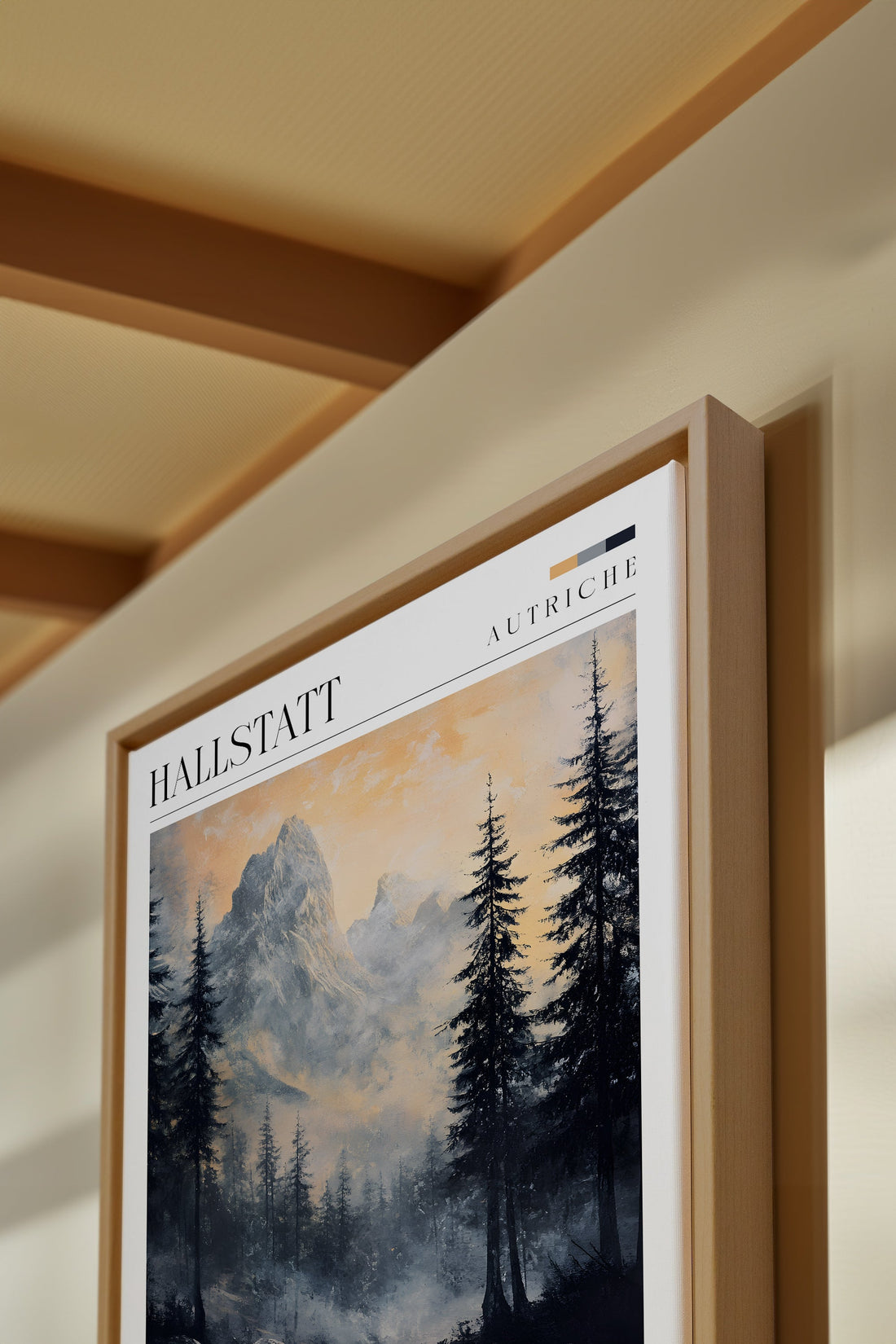 OLEKA CANVAS - HALLSTATT, Oeuvre sur toile étirée, encadré Naturel Clair