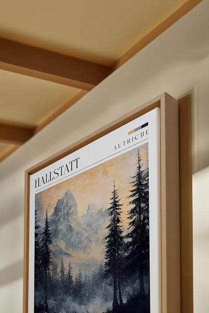 OLEKA CANVAS - HALLSTATT, Oeuvre sur toile étirée, encadré Naturel Clair