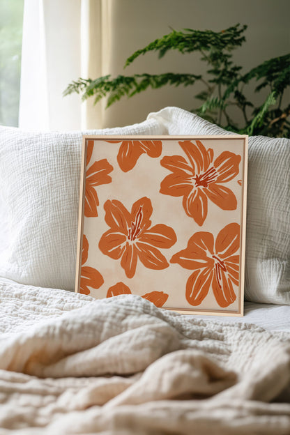 OLEKA CANVAS - RAYON FLORAL, Oeuvre sur toile étirée, encadré Naturel Clair