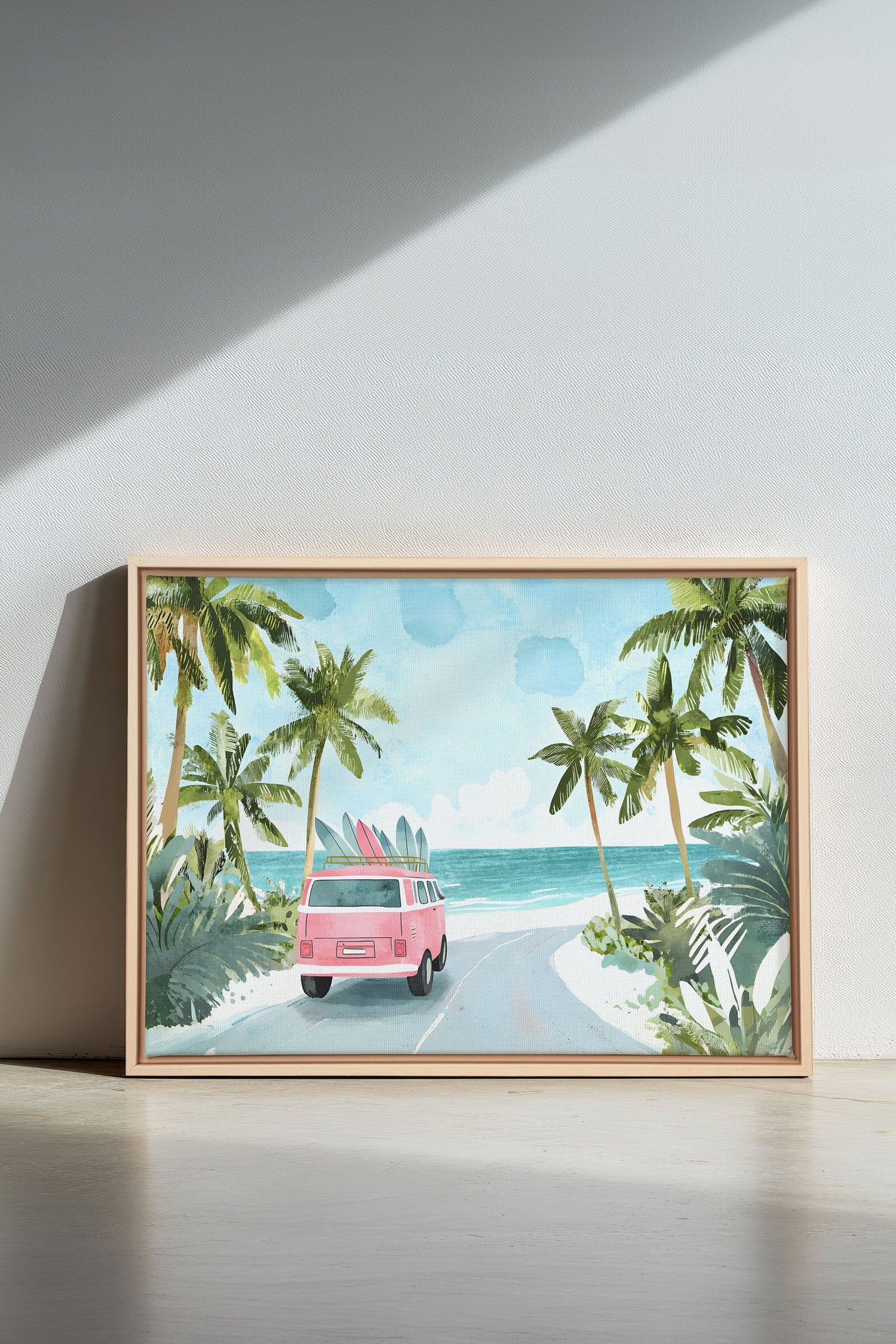 OLEKA CANVAS - DESTINATION SOLEIL, Oeuvre sur toile étirée, encadré Naturel Clair