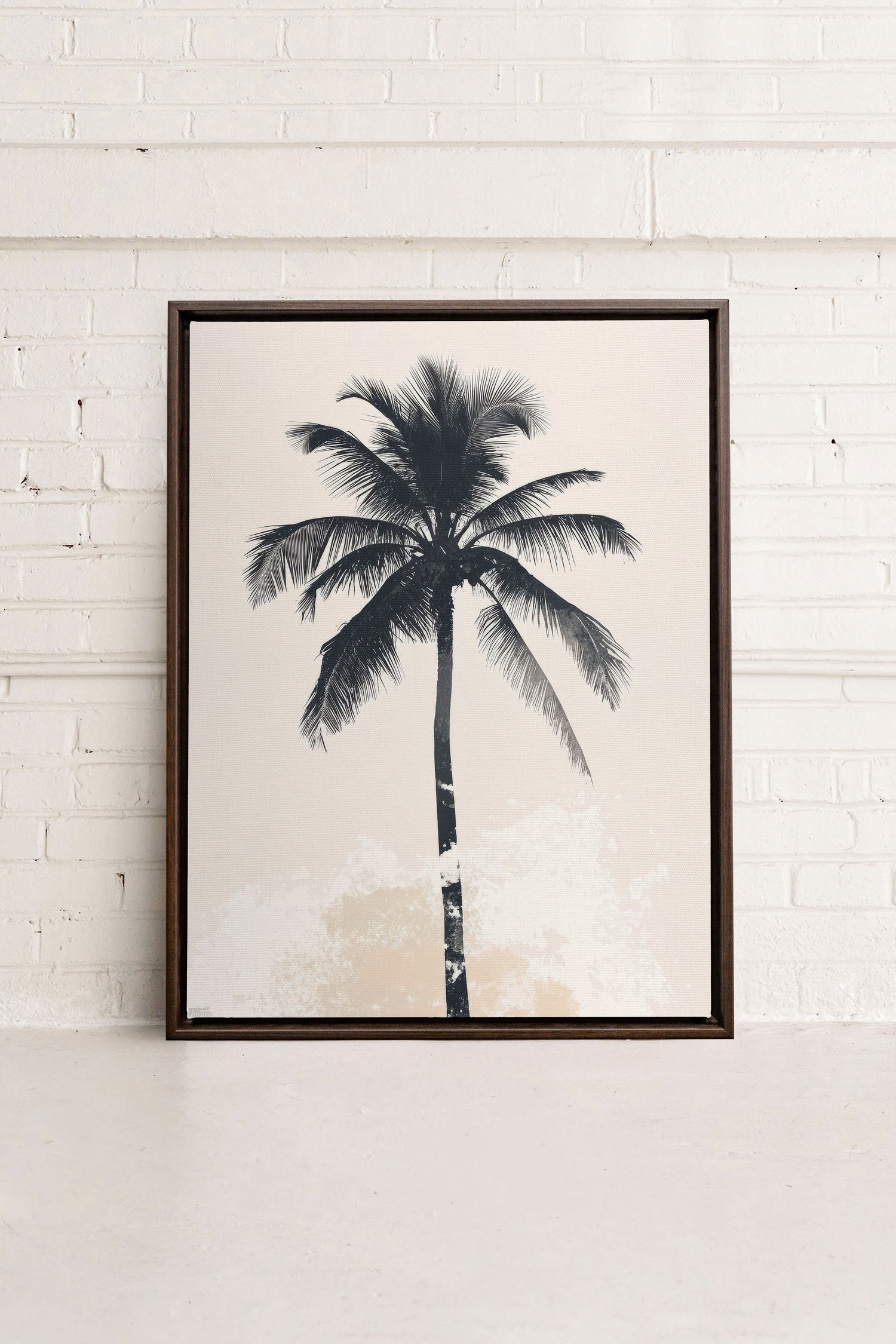 OLEKA CANVAS - PALM BLISS, Oeuvre sur toile étirée, encadré Brun Noyer