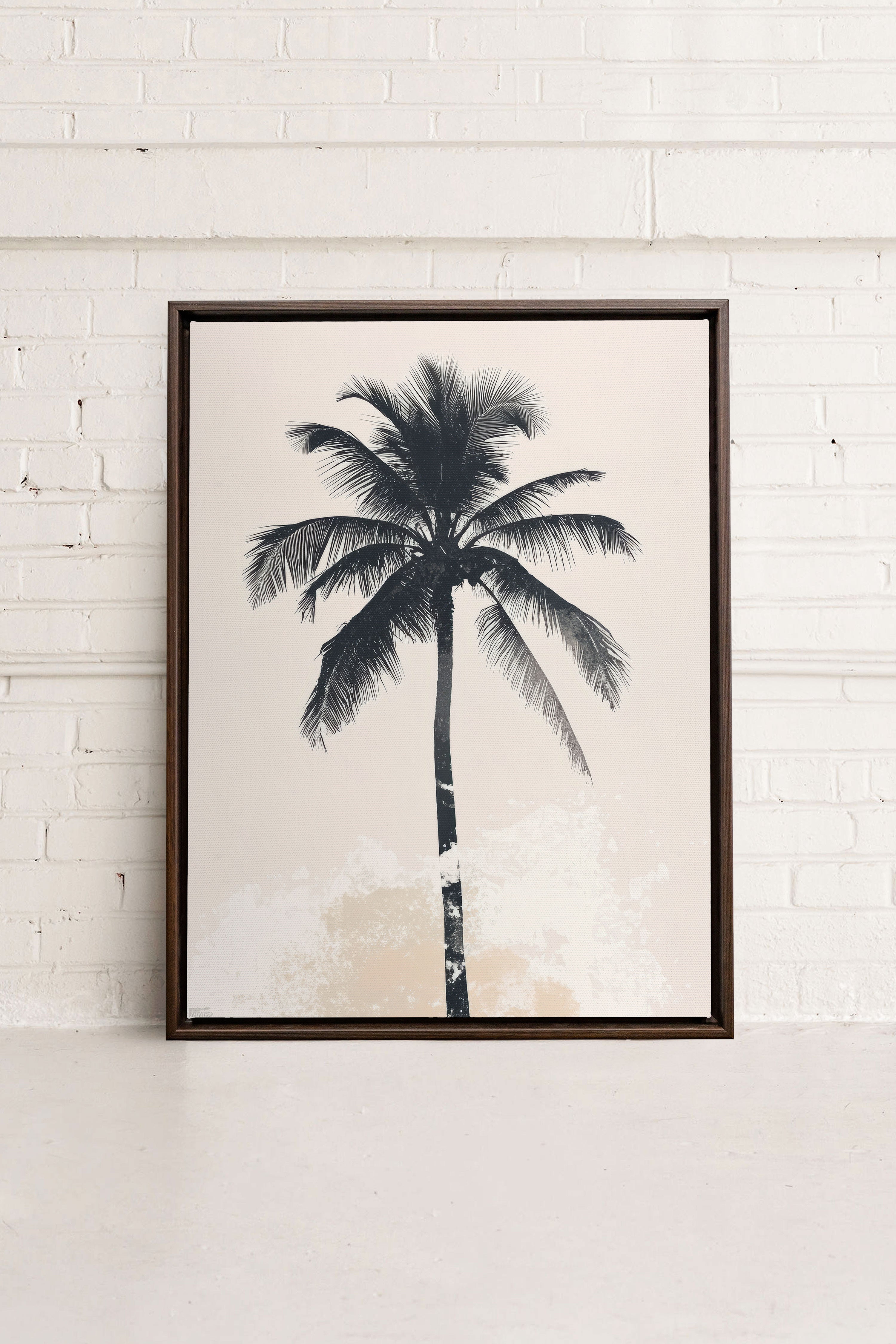 OLEKA CANVAS - PALM BLISS, Oeuvre sur toile étirée, encadré Brun Noyer