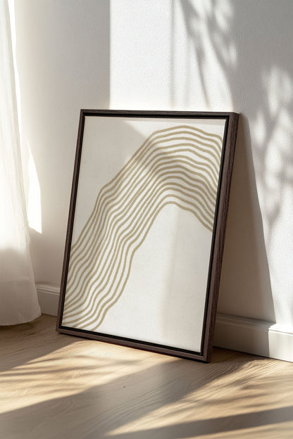 OLEKA CANVAS - SANDLINES, Oeuvre sur toile étirée, encadré Brun Noyer