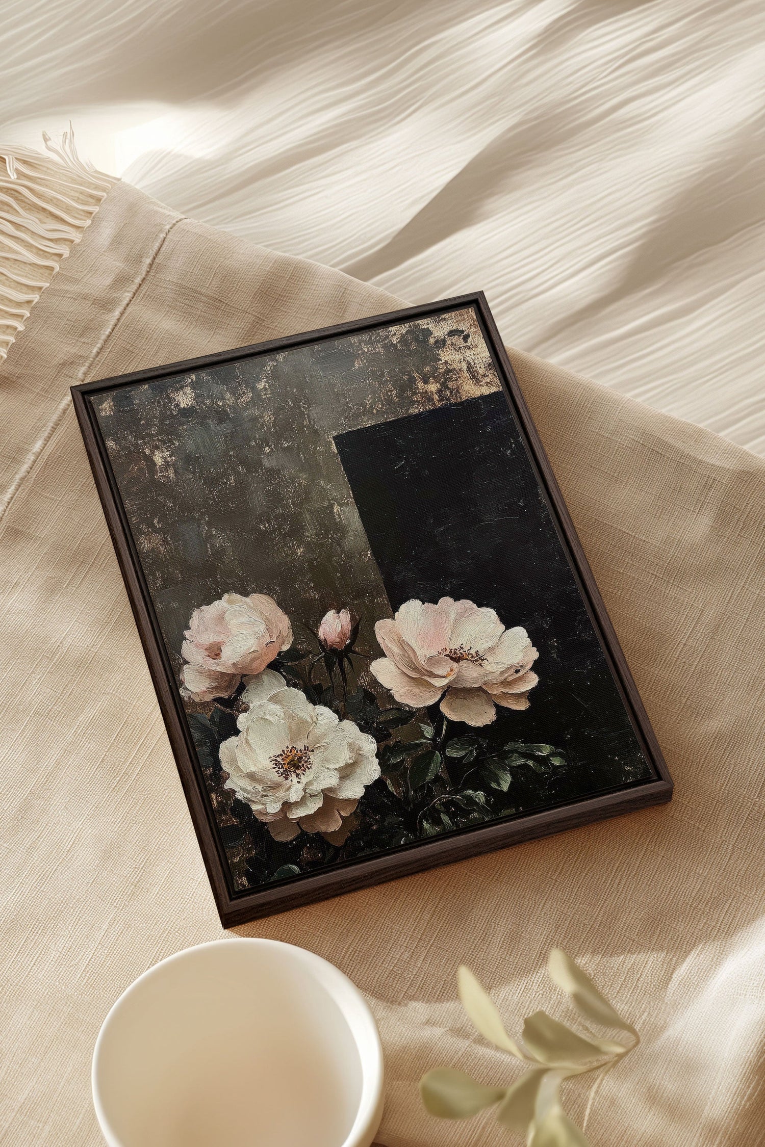 OLEKA CANVAS - HIDDEN LIGHT, Oeuvre sur toile étirée, encadré Brun Noyer