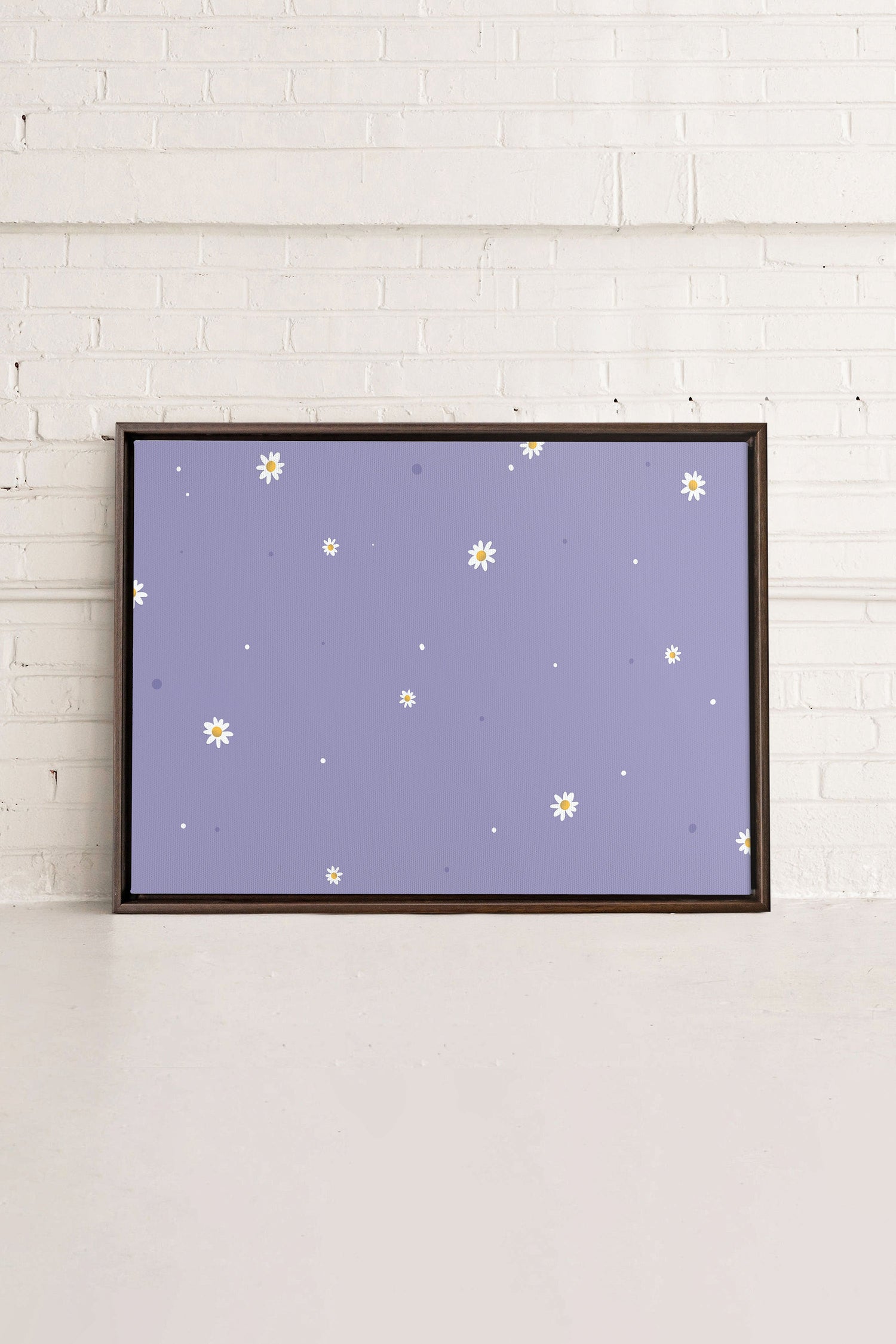 OLEKA CANVAS - FLEURS DE LUNE, Oeuvre sur toile étirée, encadré Brun Noyer
