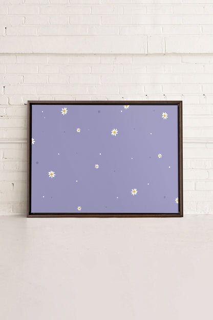 OLEKA CANVAS - FLEURS DE LUNE, Oeuvre sur toile étirée, encadré Brun Noyer