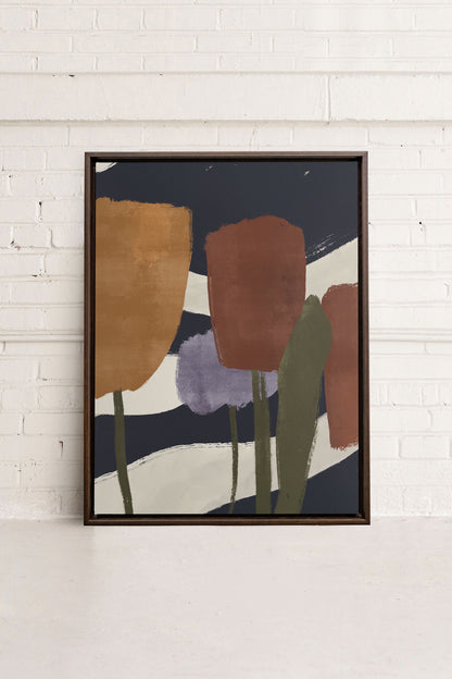 FLORAISONS, Artwork on stretched canvas, framed in Walnut Brown