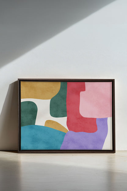 OLEKA CANVAS - SOFT MOSAIC, Oeuvre sur toile étirée, encadré Brun Noyer