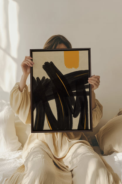 SOLAR MOTION, Artwork on stretched canvas, framed in Walnut Brown