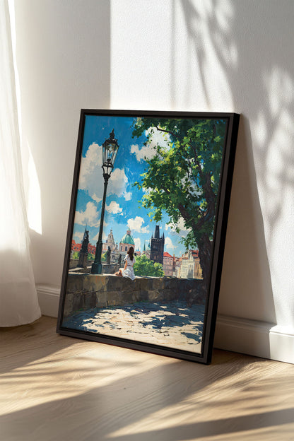 OLEKA CANVAS - PRAGUE REVERIE, Oeuvre sur toile étirée, encadré Noir