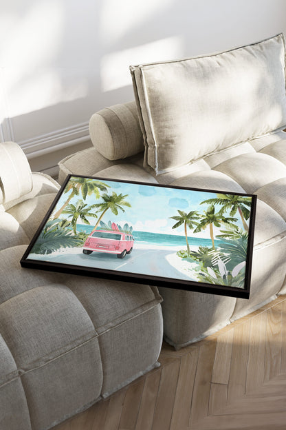 OLEKA CANVAS - DESTINATION SOLEIL, Oeuvre sur toile étirée, encadré Noir