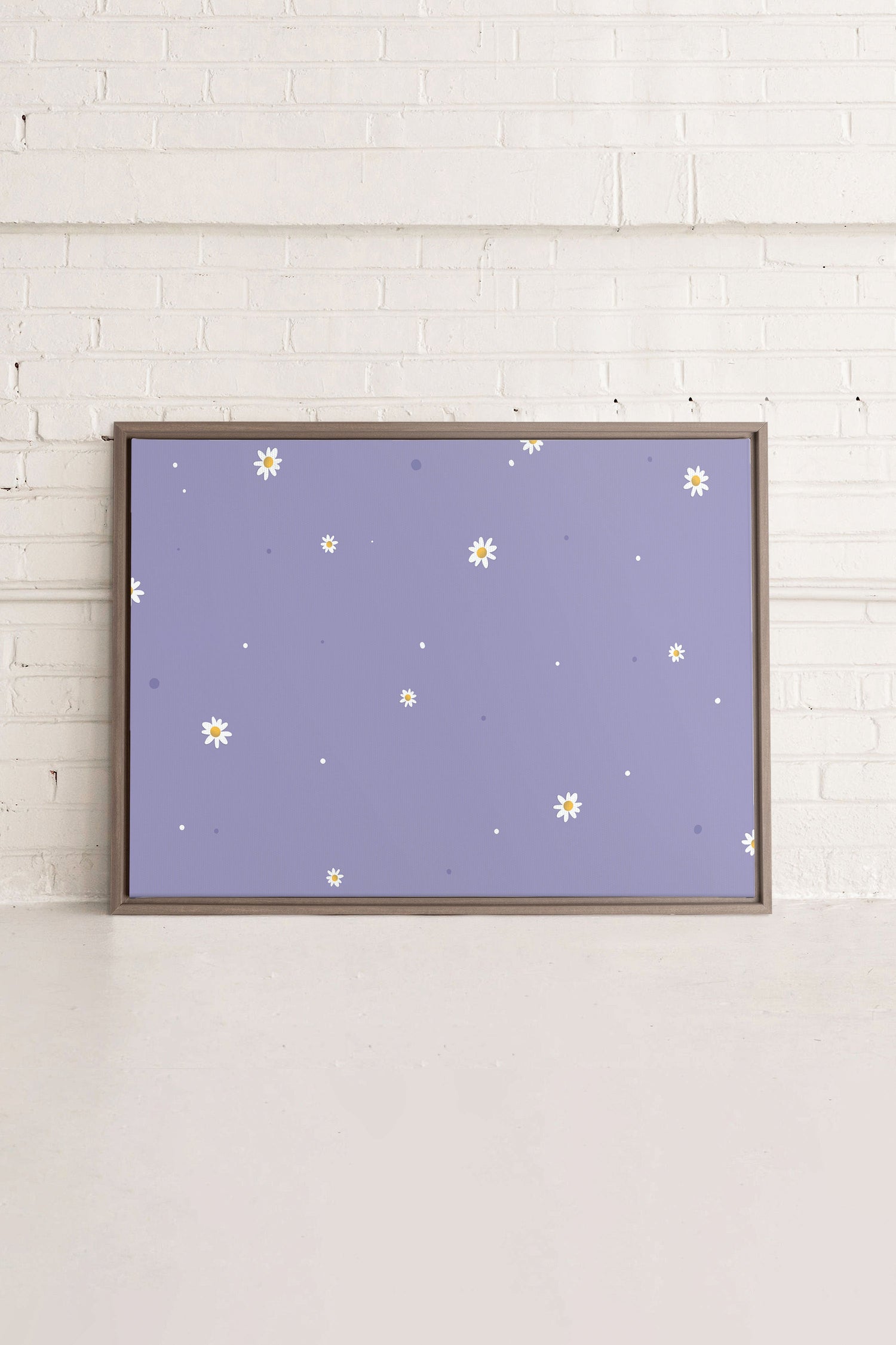 OLEKA CANVAS - FLEURS DE LUNE, Oeuvre sur toile étirée, encadré Brun Chêne