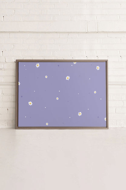 OLEKA CANVAS - FLEURS DE LUNE, Oeuvre sur toile étirée, encadré Brun Chêne